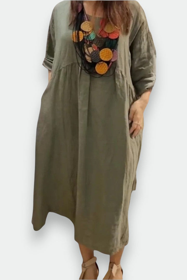 MANDIRA | Vestido de algodón y lino - Van Moreau Utrecht